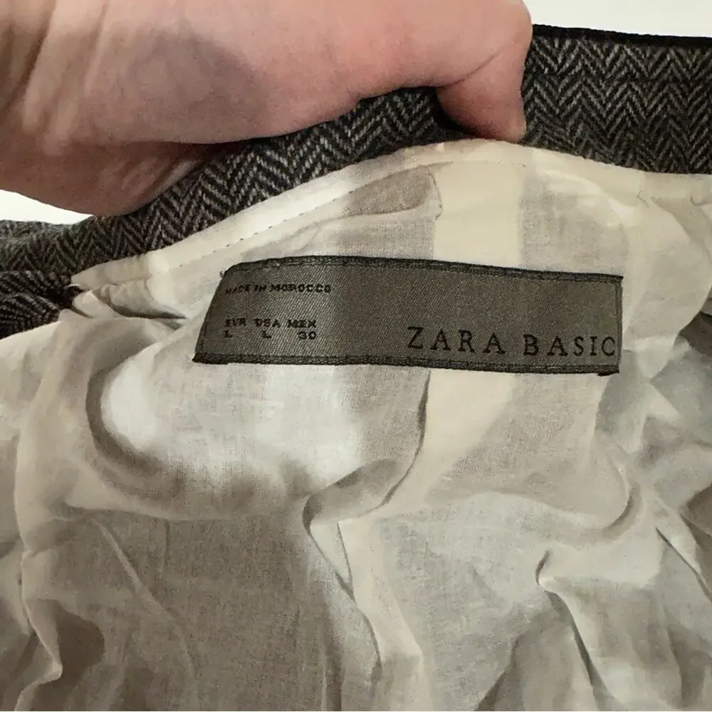 Zara Black & White Long Sleeve Asymmetrical‎ Button Tie Waist Coat Size L